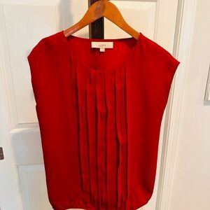 LOFT Women's Red Top XS cap sleeve, banded bottom